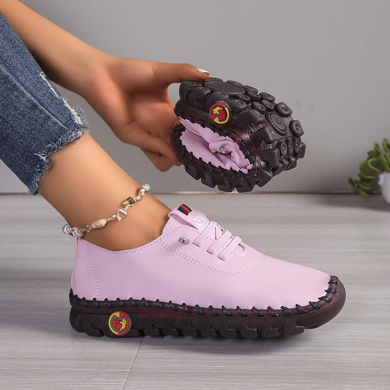 Oxford Lace Up Women - Sapatos casuais de couro para mulher,