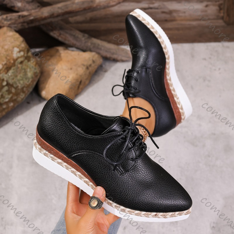 Sapatos Oxford de Couro com Ca - Oxford Lace Up Women avaliação e preço