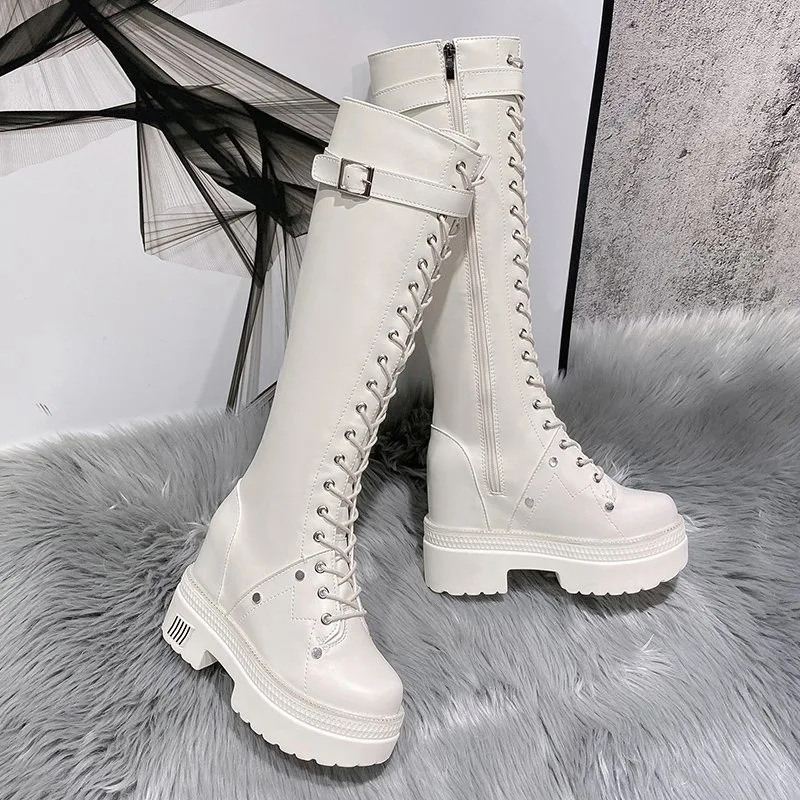 10cm novas mulheres plataforma - Knee High Boots Women avaliação e preço