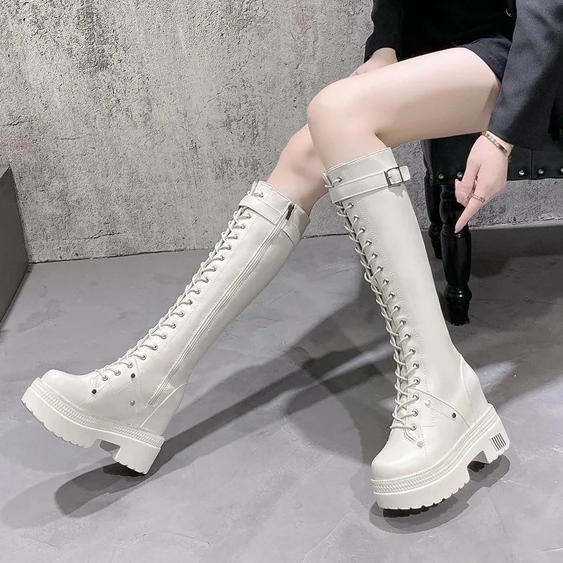 10cm novas mulheres plataforma - Knee High Boots Women avaliação e preço
