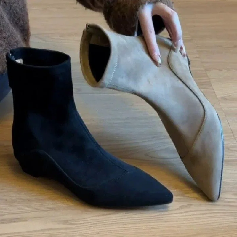 Botas Nude de Bico Fino com Al - Sock Boot Women avaliação e preço