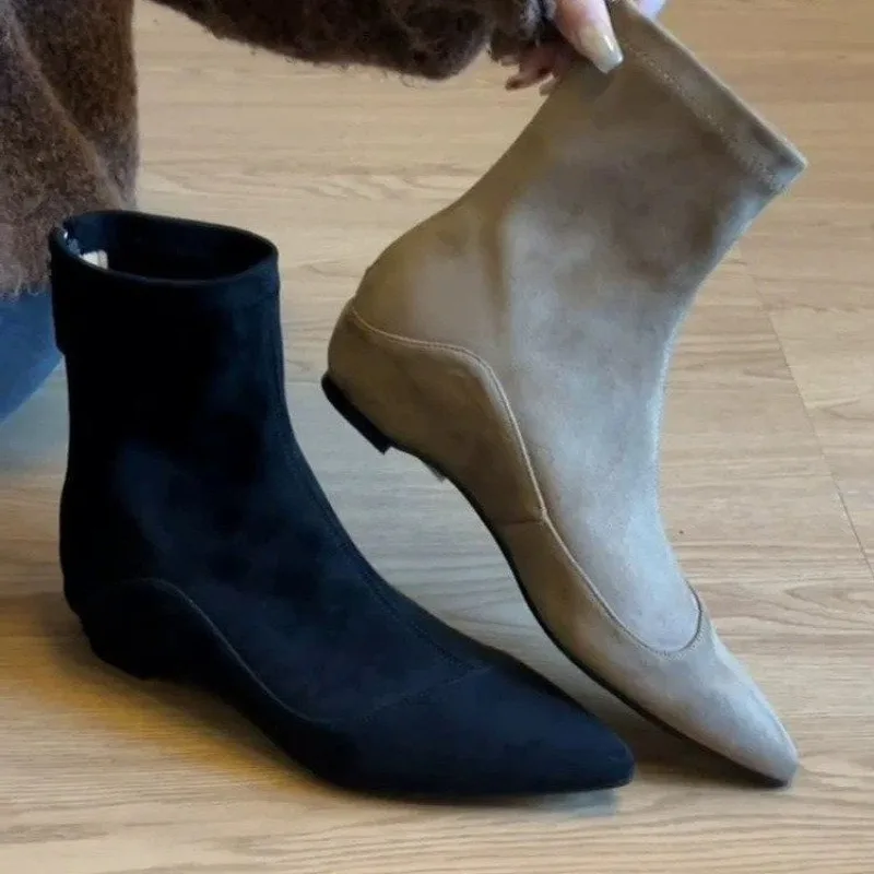 Botas Nude de Bico Fino com Al - Sock Boot Women avaliação e preço