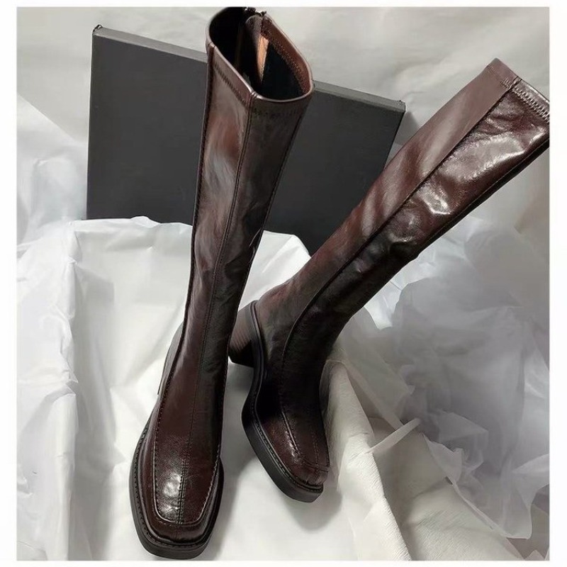 Bota Longa de Bico Redondo e S - Knee High Boots Women avaliação e preço
