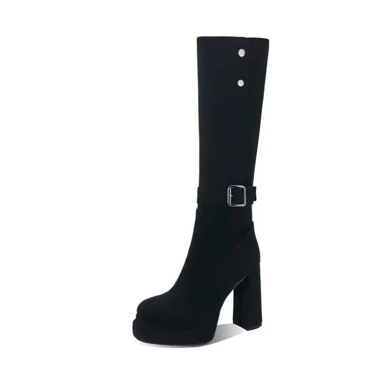 Mulheres plataforma grossa sal - Knee High Boots Women avaliação e preço