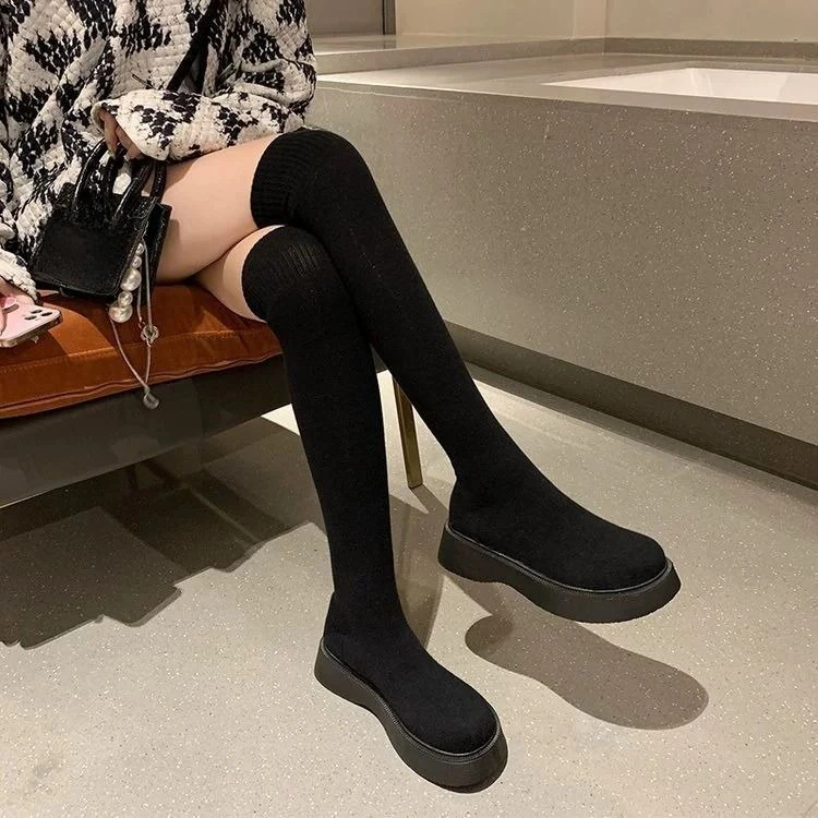 Botas de cano alto com sola gr - Sock Boot Women avaliação e preço