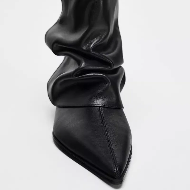 Botas de salto baixo em couro, - Sock Boot Women avaliação e preço