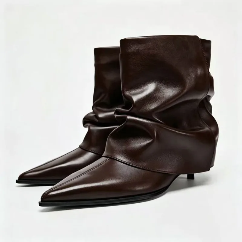 Botas de salto baixo em couro, - Sock Boot Women avaliação e preço